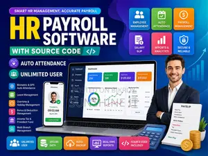 HR Payroll Software With Source Code Auto Attendance Unlimited User