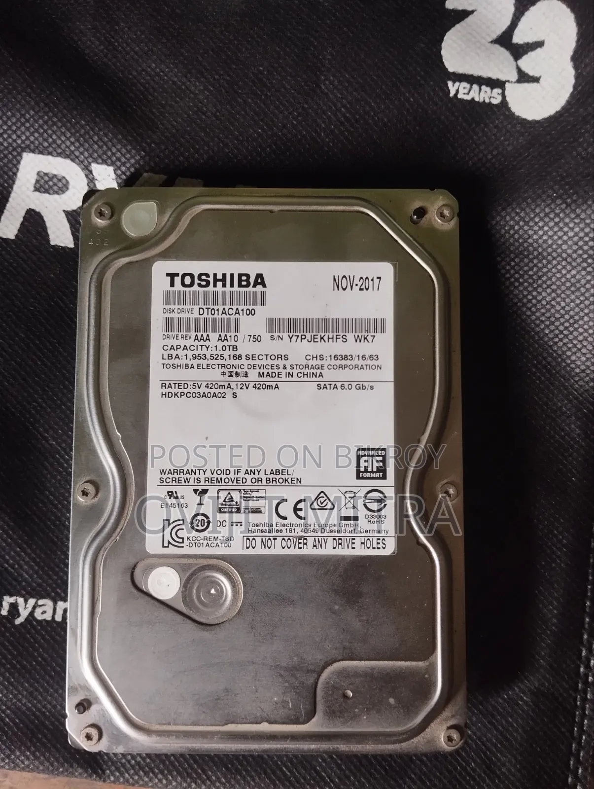 Toshiba 1TB SATA III Desktop Hard Drive (3.5") – Fully Working