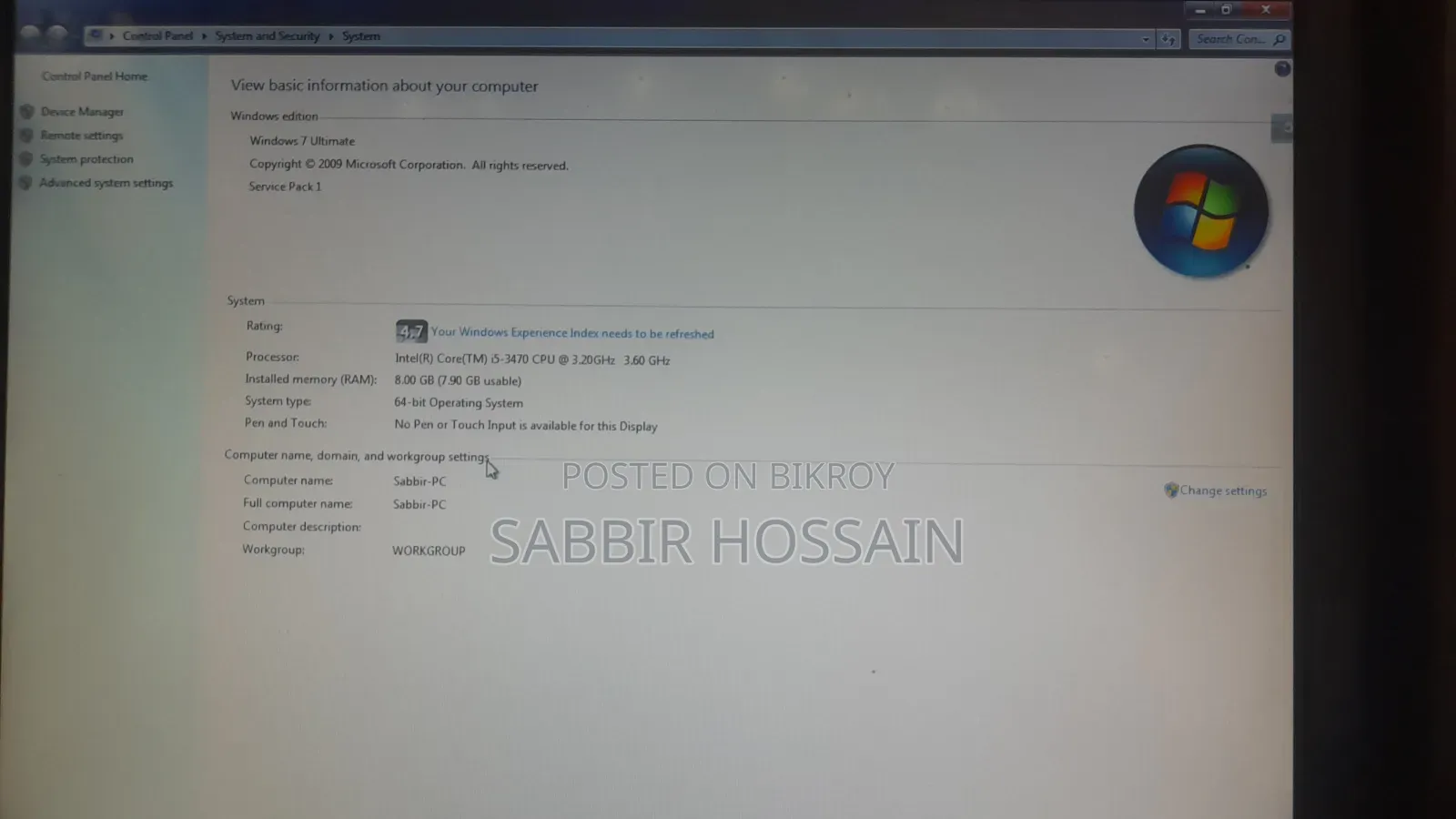 ডেস্কটপ কম্পিউটার গিগাবাইট জিবি-বিএসআই৩এইচ-৬১০০ ৮জিবি ইন্টেল কোর আই৫ এইচডিডি ৫১২জিবি