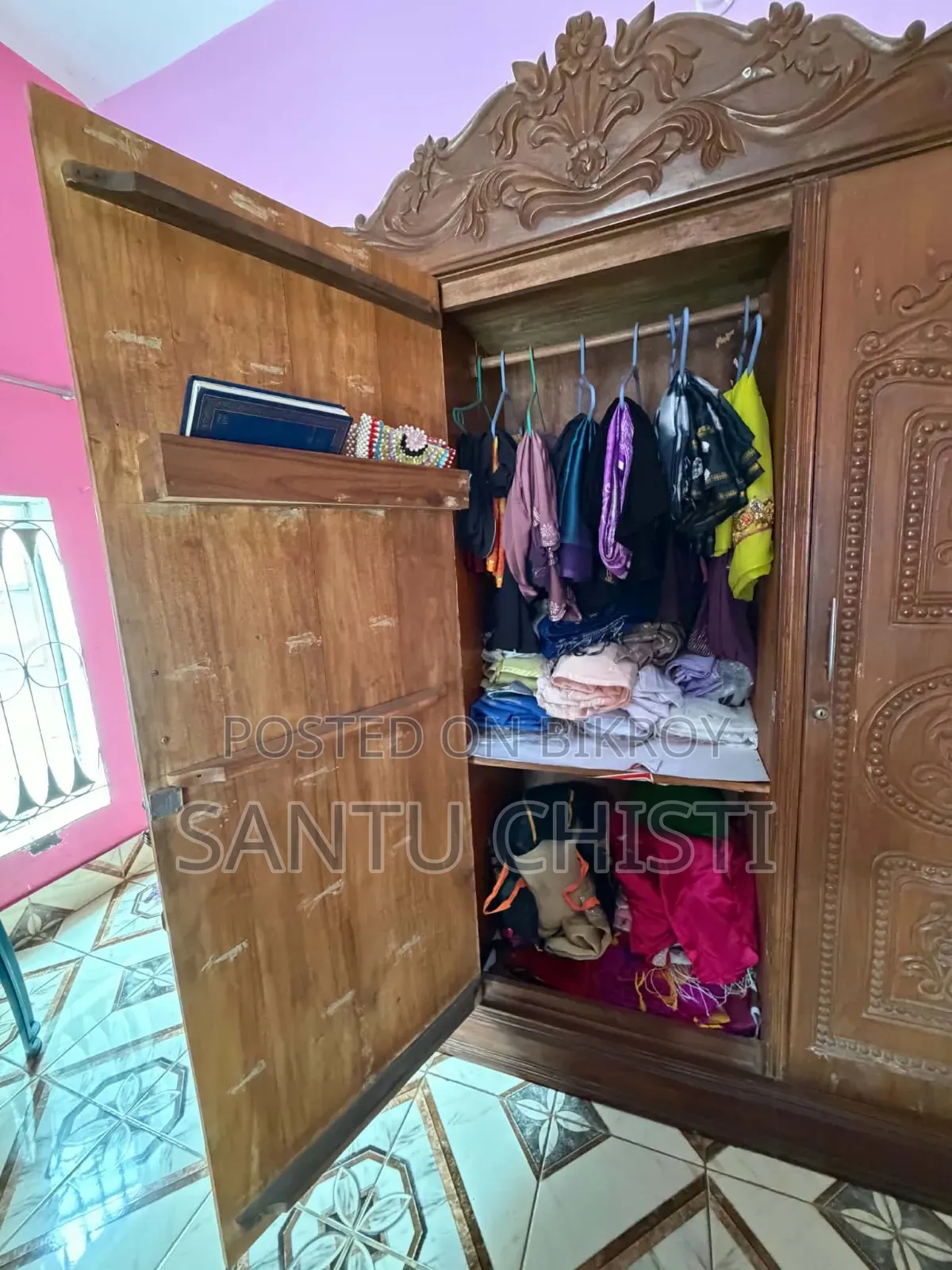 100% Teak Wood 3 Door Wardrobe for Sale