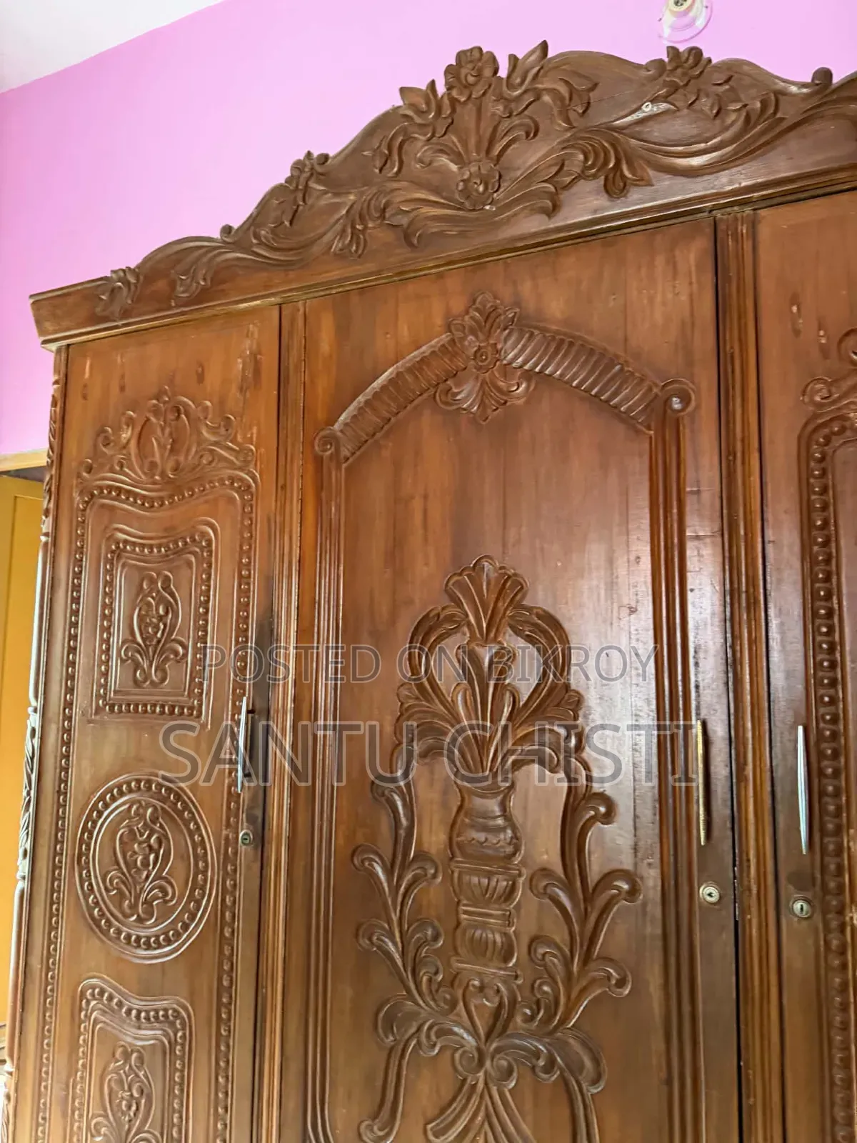 100% Teak Wood 3 Door Wardrobe for Sale