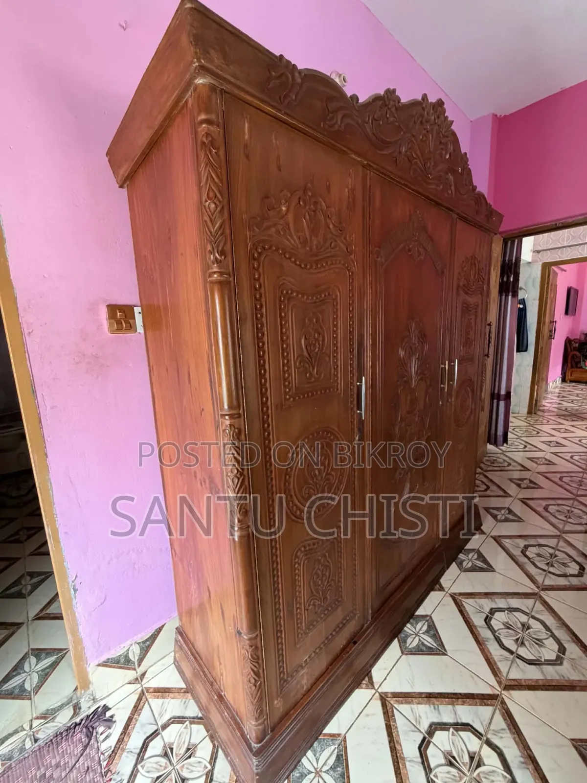100% Teak Wood 3 Door Wardrobe for Sale