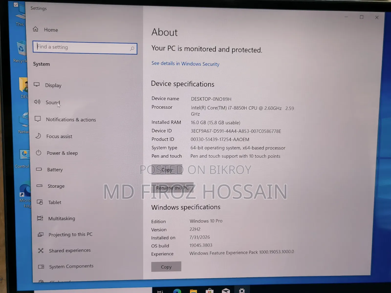 Laptop Dell Precision 5530 16GB Intel Core I7 SSD 512GB