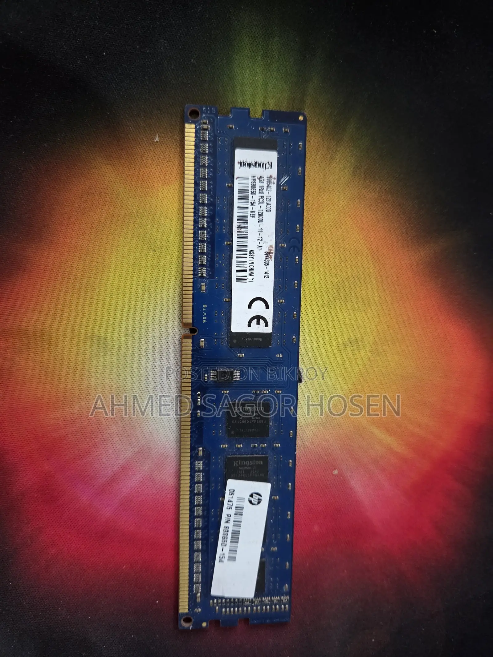 4 GB RAM DDR3 1rx8 PC3L-12800U-11-12-A1
