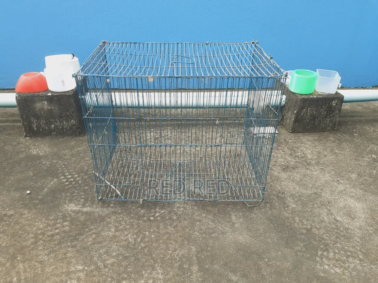 Full set of cage and bird/chicken food and water bowls for sale