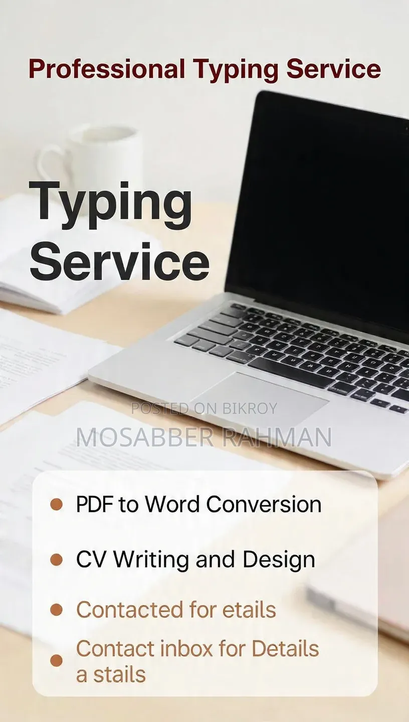 Professional Typing Service | PDF to Word | CV Writing