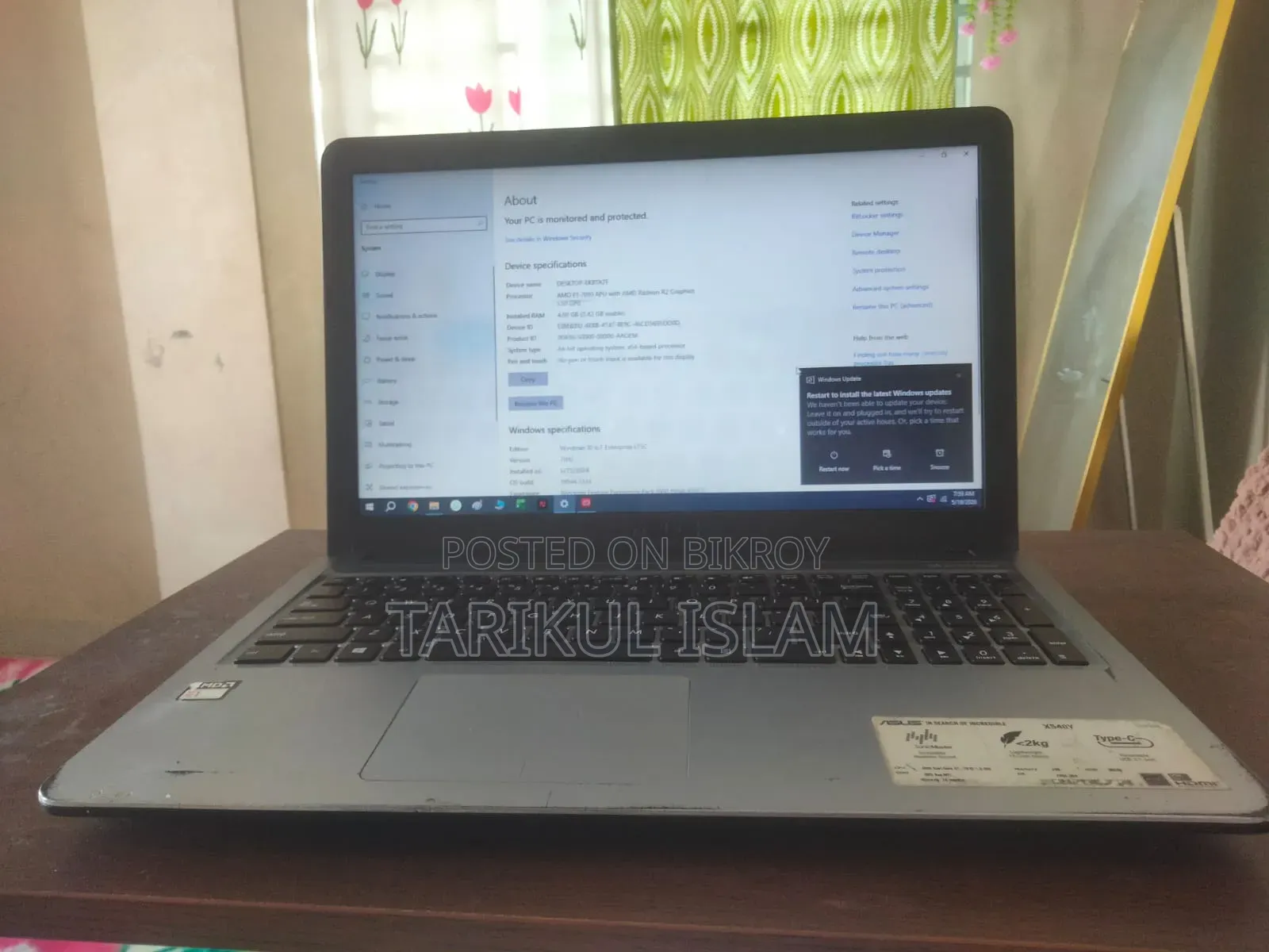 Laptop Asus 4GB AMD HDD 500GB