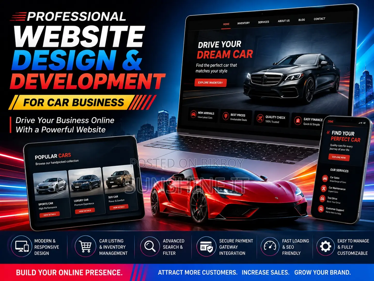 Professional Website Design Development for Car