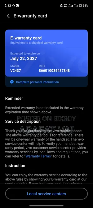 New Vivo T4x 128 GB Blue