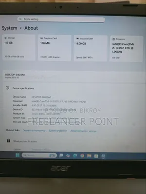 ল্যাপটপ এসার এস্পায়ার A315 21 8জিবি ইন্টেল কোর i5 এসএসডি ১২৮জিবি