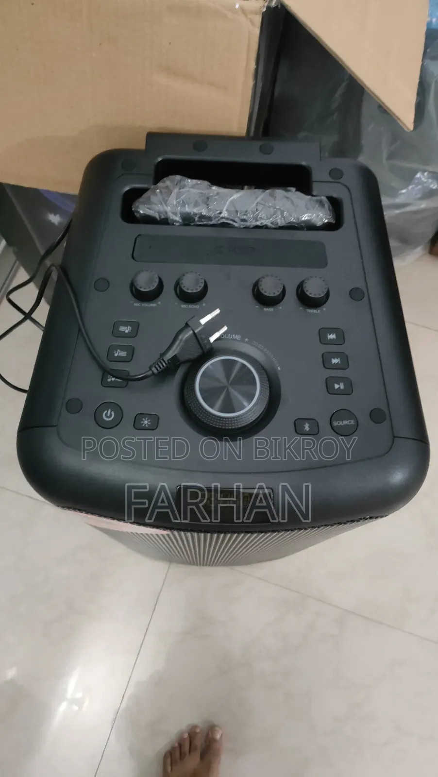 F D PA300 Bluetooth Party Trolley Speaker With Microphone Headphone