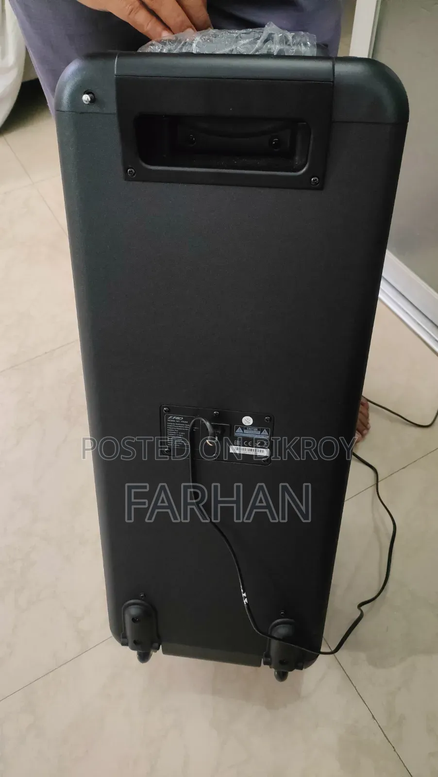 F D PA300 Bluetooth Party Trolley Speaker With Microphone Headphone