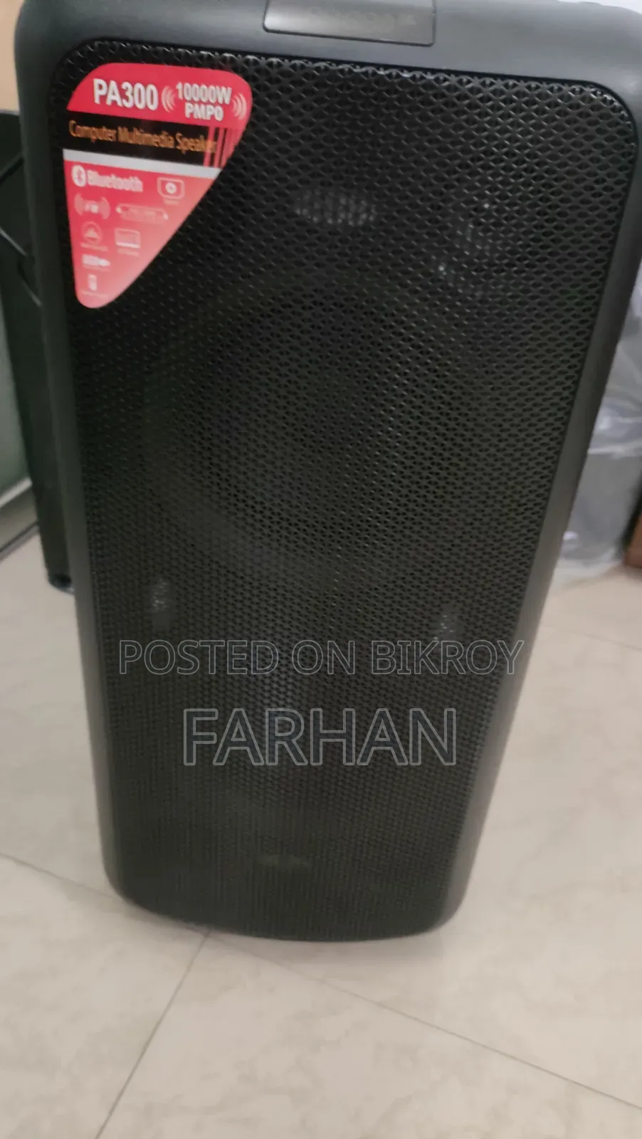 F D PA300 Bluetooth Party Trolley Speaker With Microphone Headphone