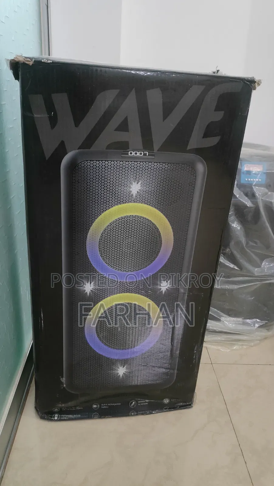 F D PA300 Bluetooth Party Trolley Speaker With Microphone Headphone