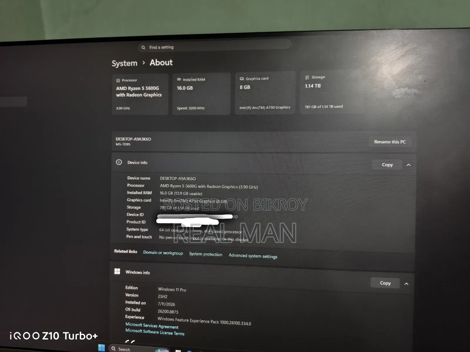 Desktop Computer MSI Pro 22e 6m 16GB AMD Ryzen 5 SSHD+SSD 1T