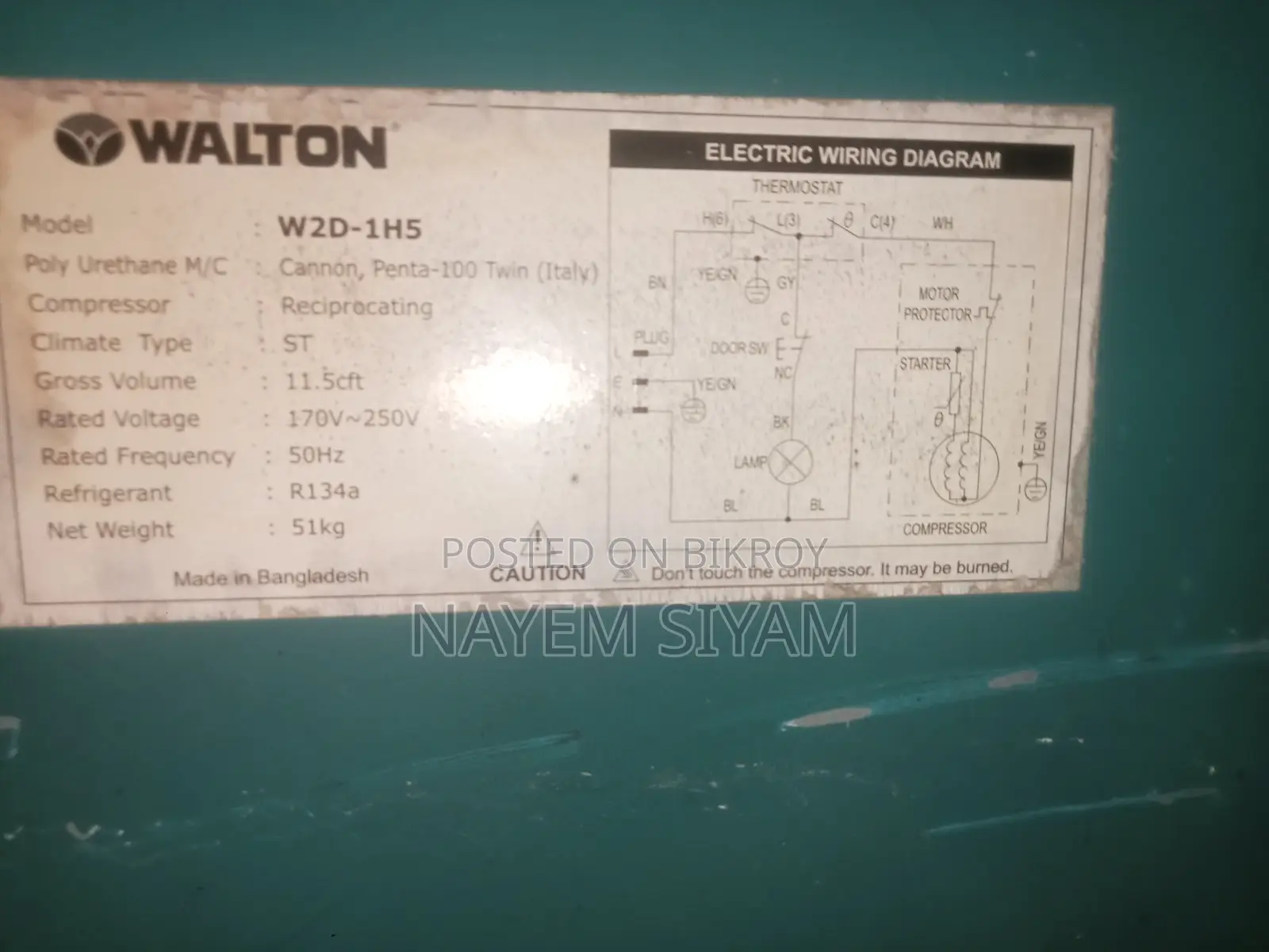 Walton 11.5 CFT Double Door Fridge Model W2D-1H5