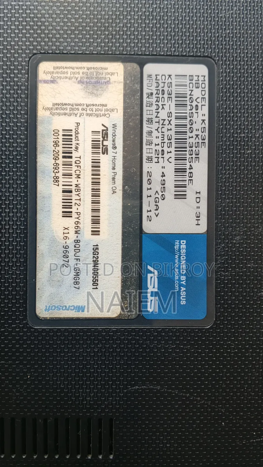 Laptop ASUS K53E 8GB Intel Core I3 HDD+SSD 700GB