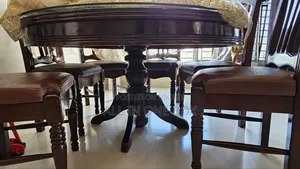Teak Wood Round Dining Table for 6