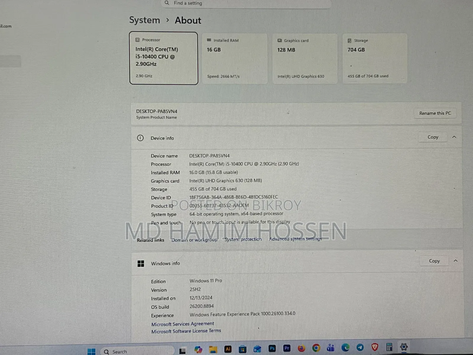 Desktop Computer ASUS 8GB Intel Core I5 HDD 500GB