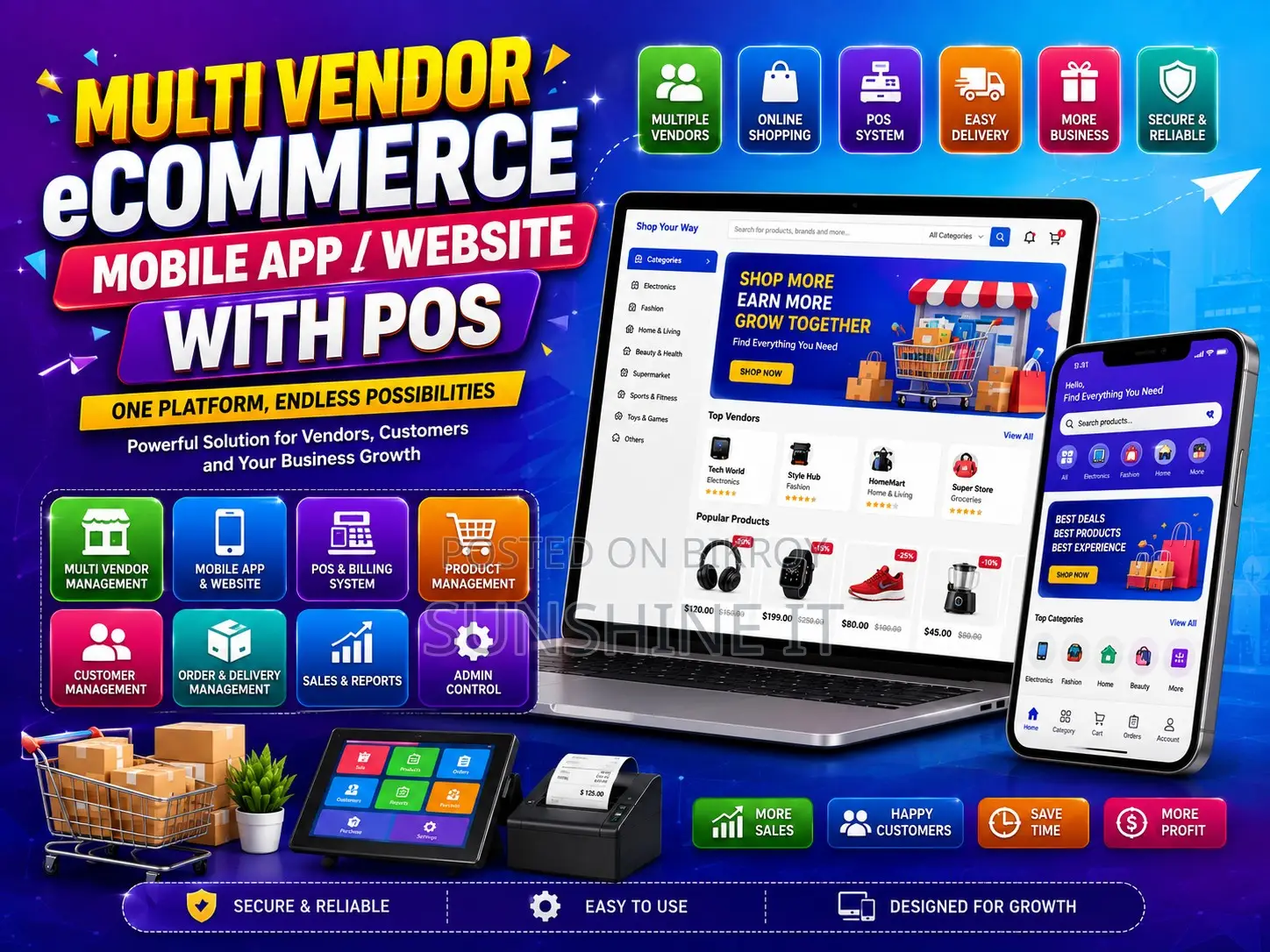 Multi Vendor eCommerce Mobile App / Website With POS