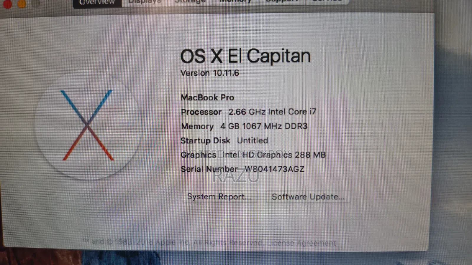 Laptop Apple MacBook Pro 4GB Intel Core i7 HDD 250GB