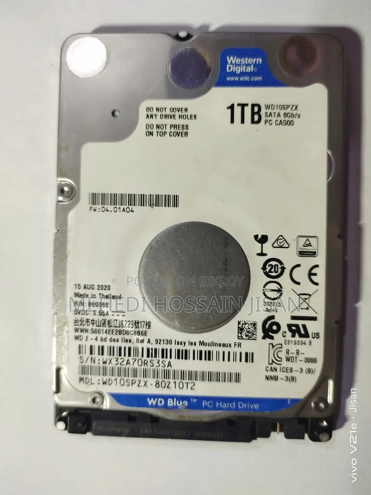 1TB WD Sata Hard Drive With Enclosure(কেস)