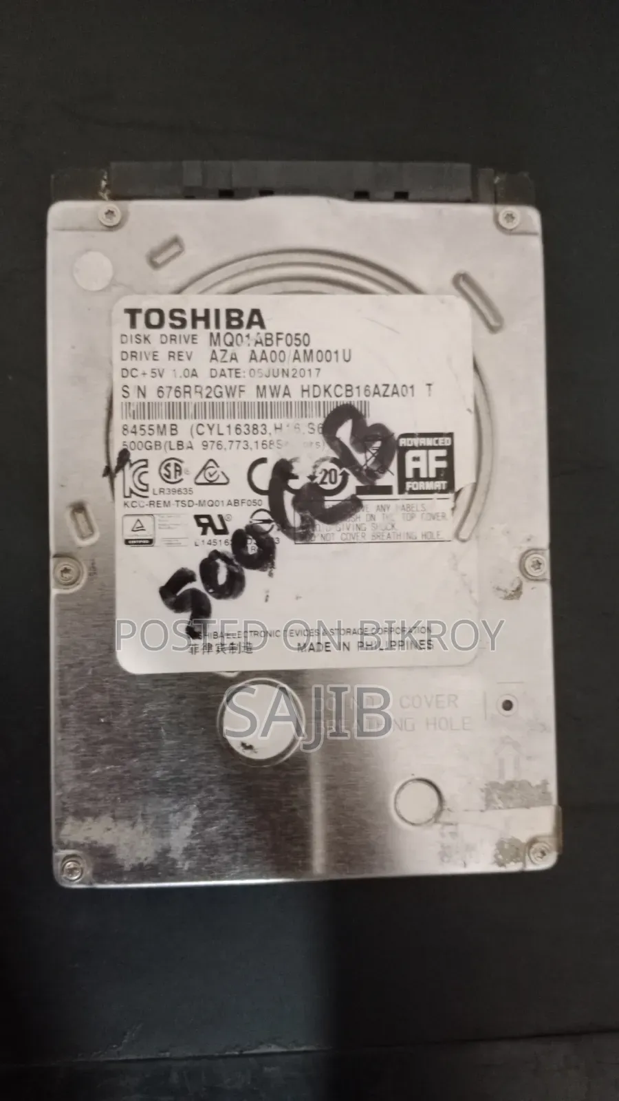 Toshiba Hard Disk (500GB) Laptop Hard Drive