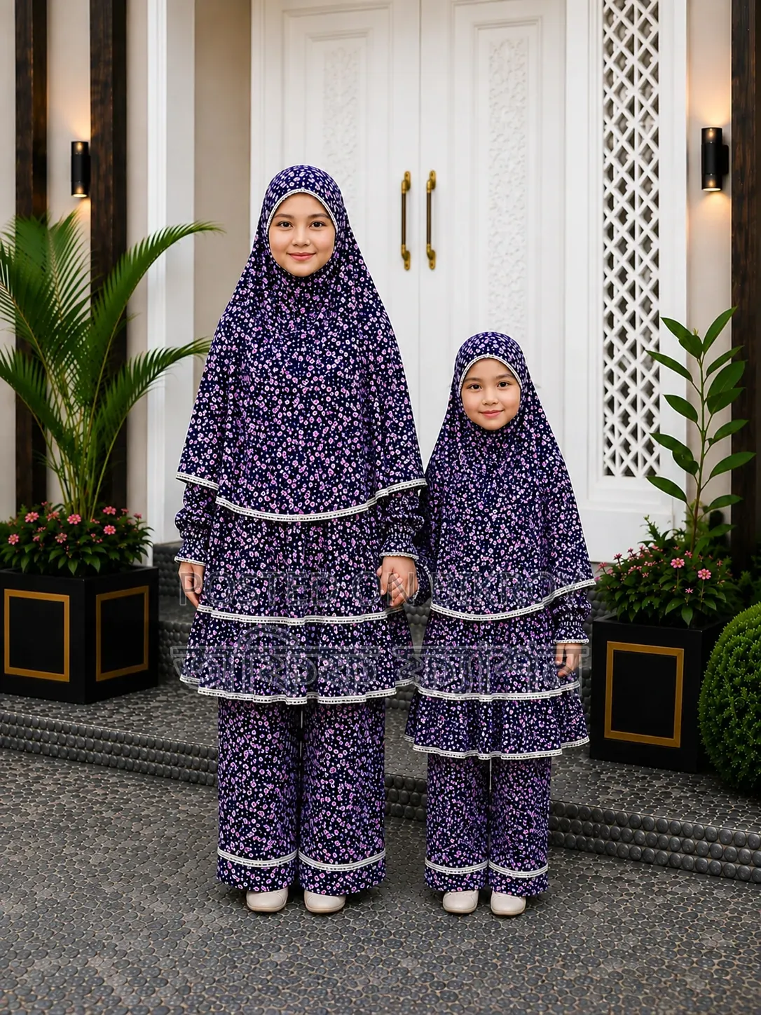 100% Cotton Mother and Daughter Combo Khimar Set