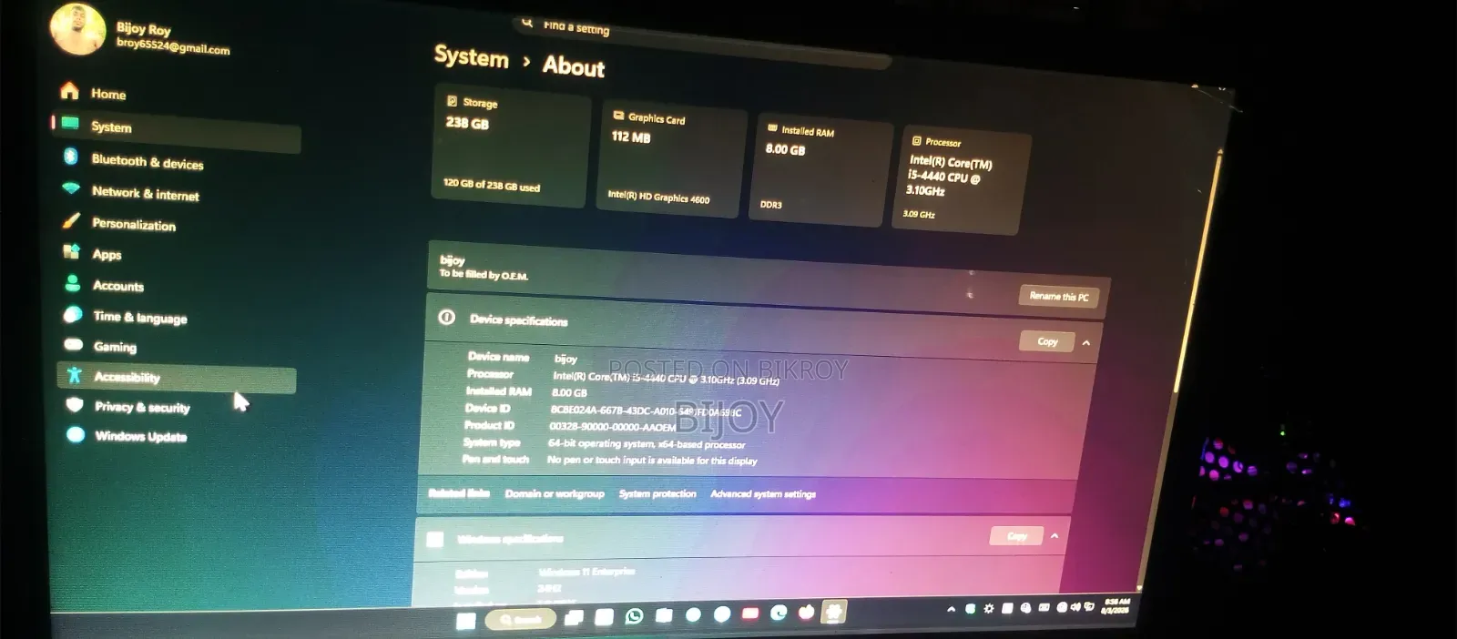 Desktop Computer 8GB Intel Core i5 SSHD (Hybrid) 128GB
