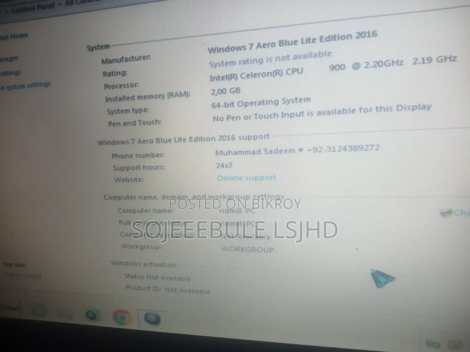 Toshiba Laptop 3GB Intel Celeron HDD 256GB