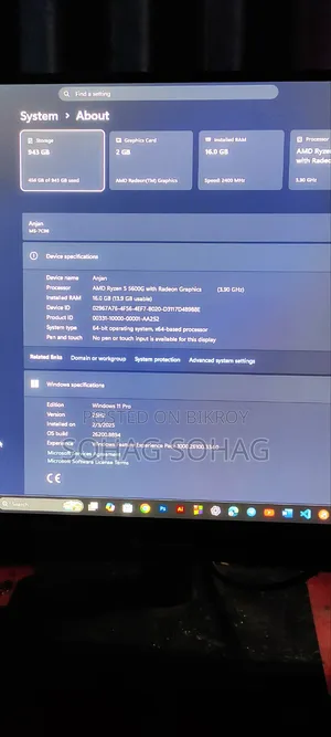Desktop Computer MSI model 8GB AMD Ryzen 5 SSD 512GB