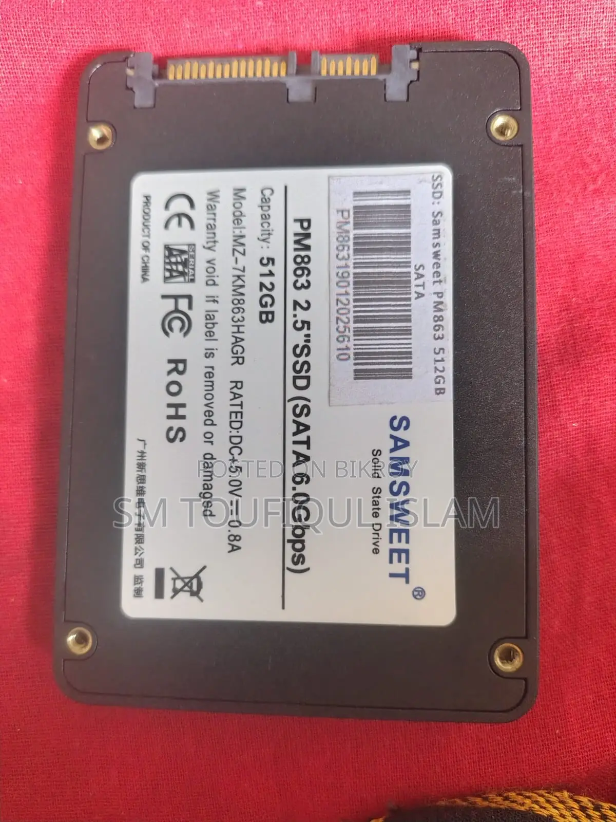 Samsweet Pm863 512gb 2.5 ইঞ্চি সাটা এসএসডি