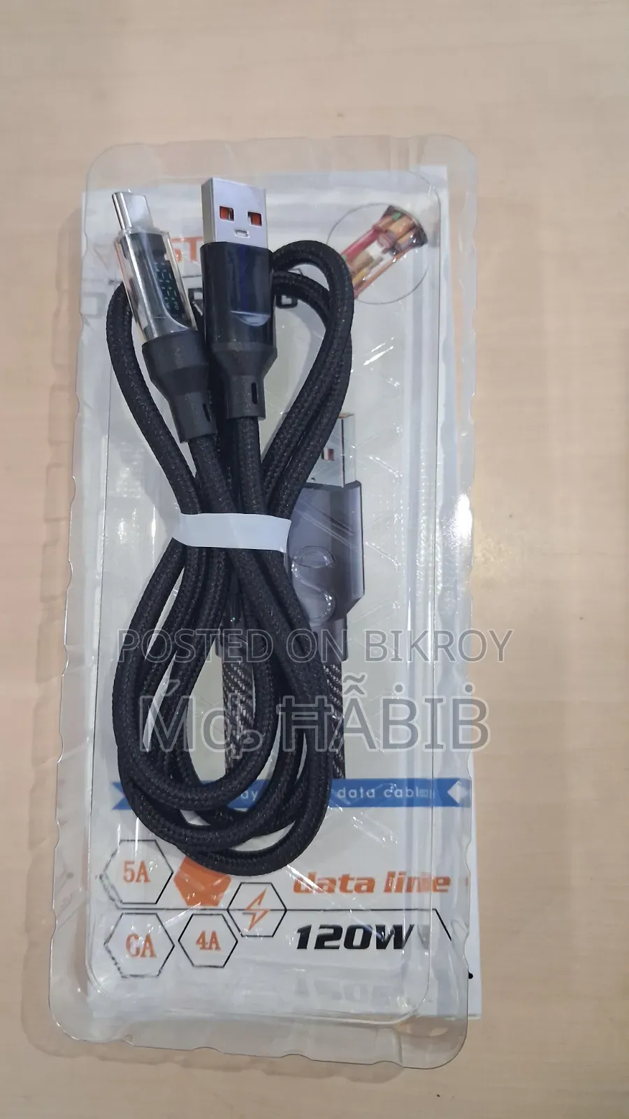 USB to Type-C charger cable available with support up to 120 watt