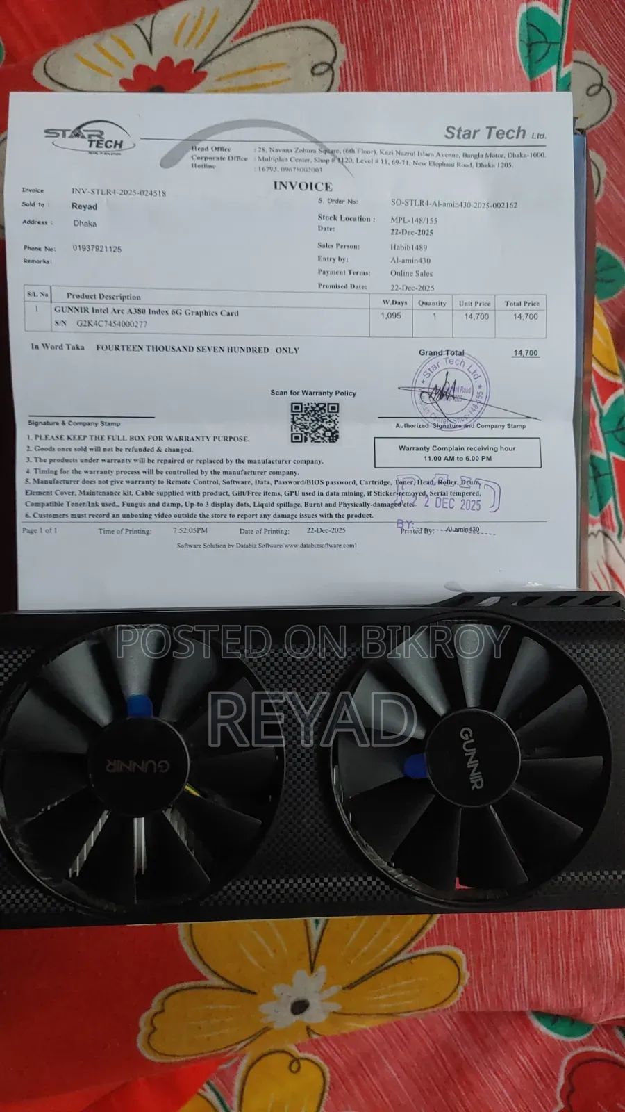 GUNNIR Intel Arc A380 Index 6G