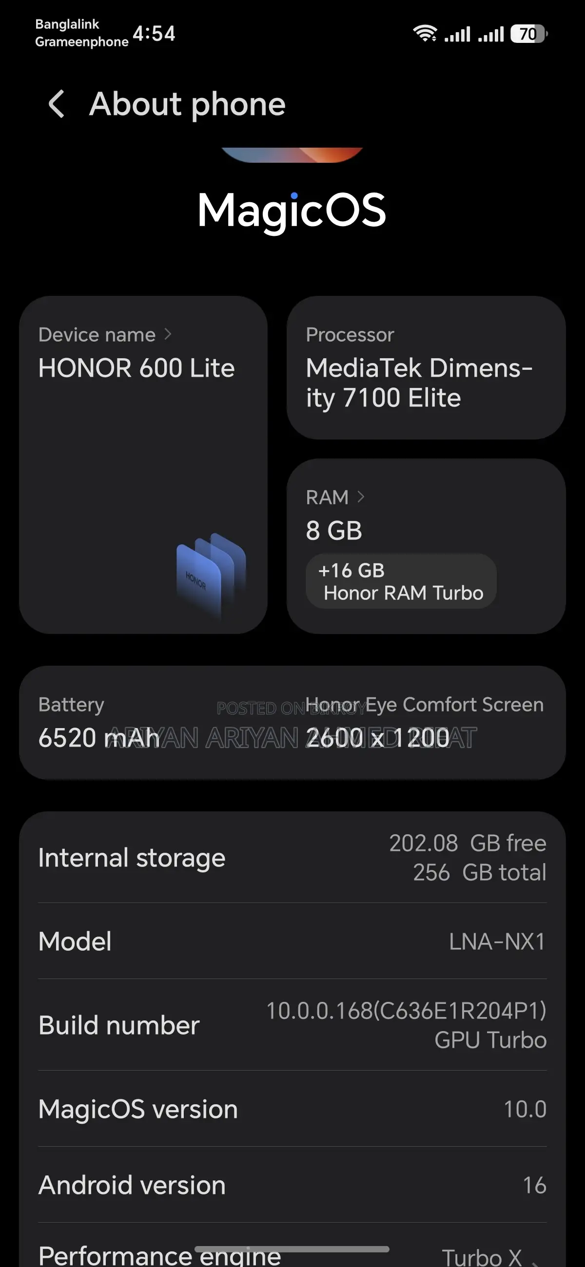 নতুন Honor ২৫৬ জিবি ব্ল্যাক