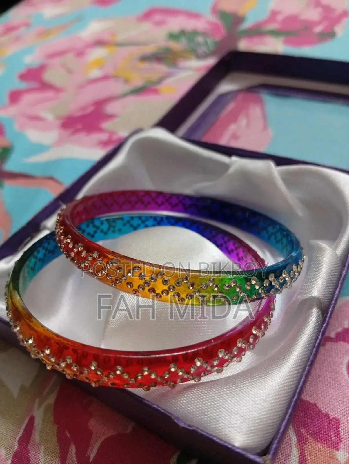 Premium Rainbow Glass Bangles With Gift Box (From Kacher Churi)