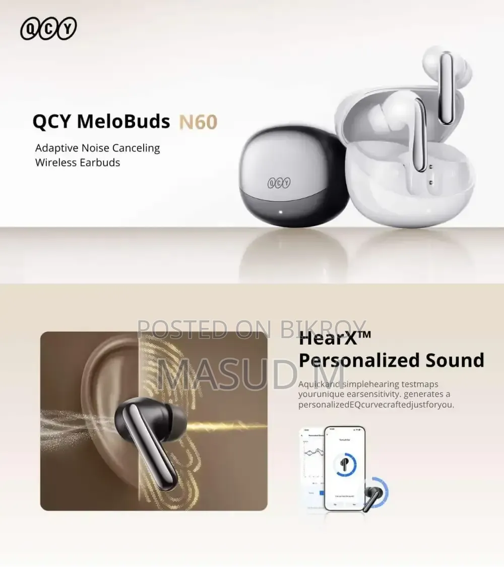 Official QCY MeloBuds N60 Adaptive Noise Canceling Wireless Earbuds