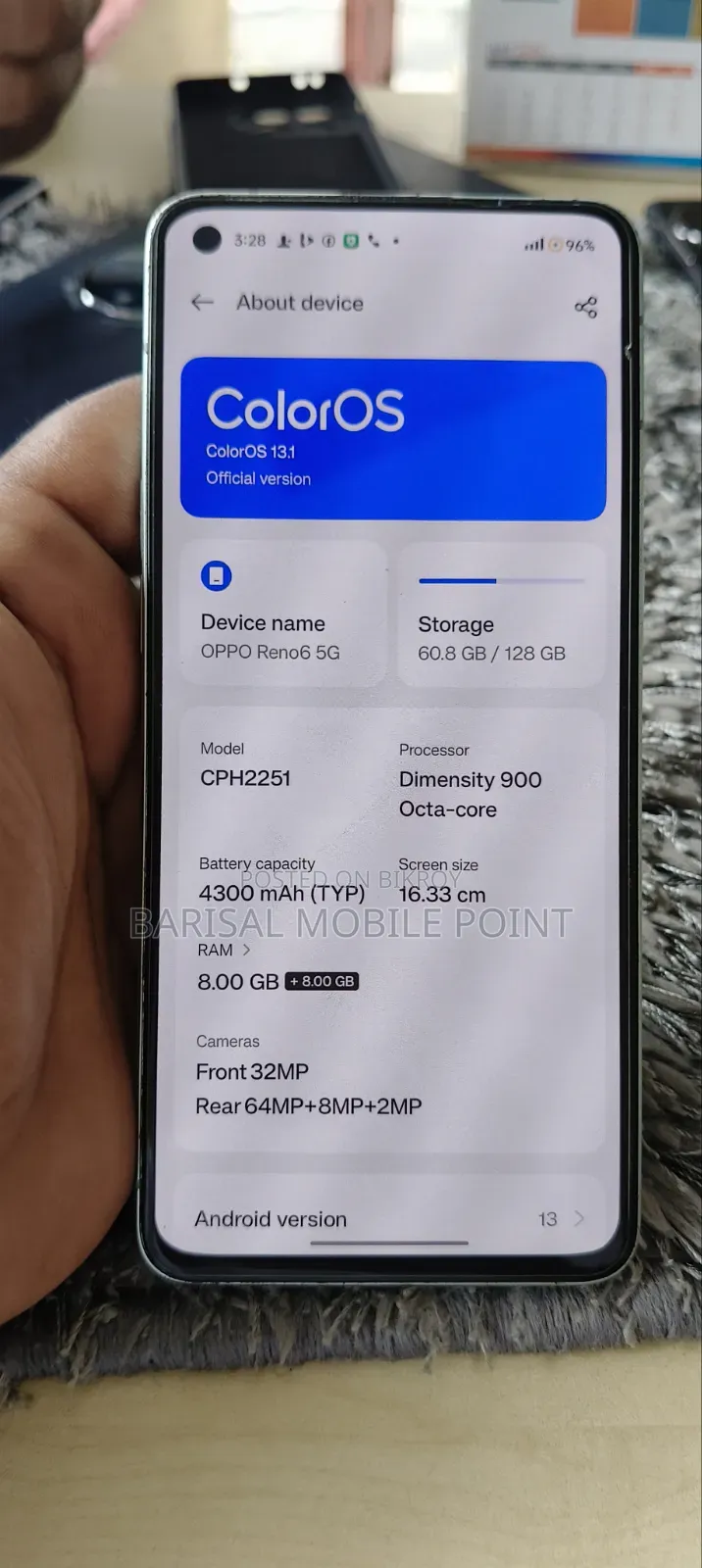 অপ্পো রেনো৬ ৫জি ১২৮ জিবি হোয়াইট
