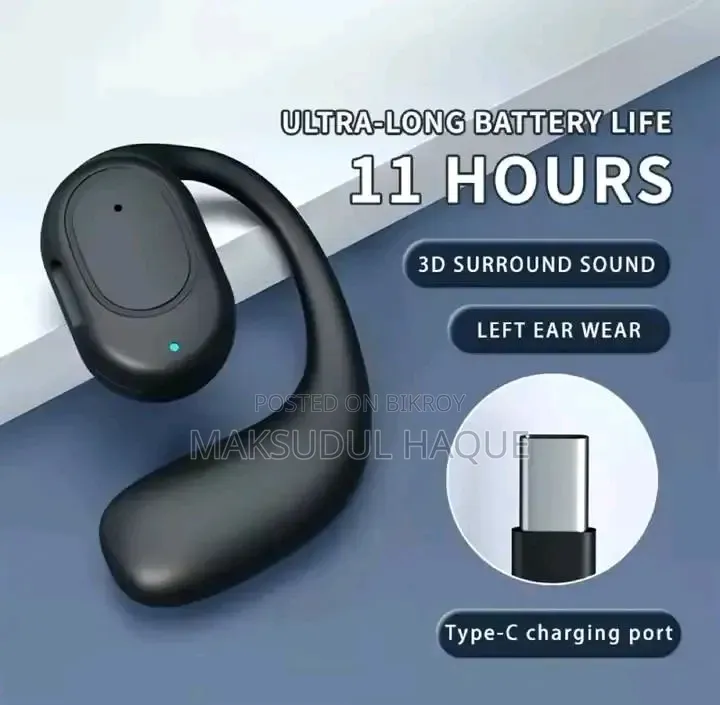 Wireless Earhook Bluetooth Headset (11 Hours Battery Life)