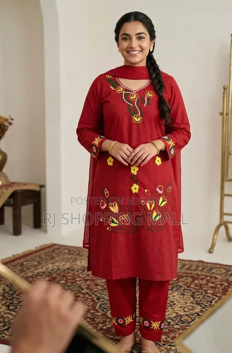 Embroidery Cotton Three Piece Hand Made