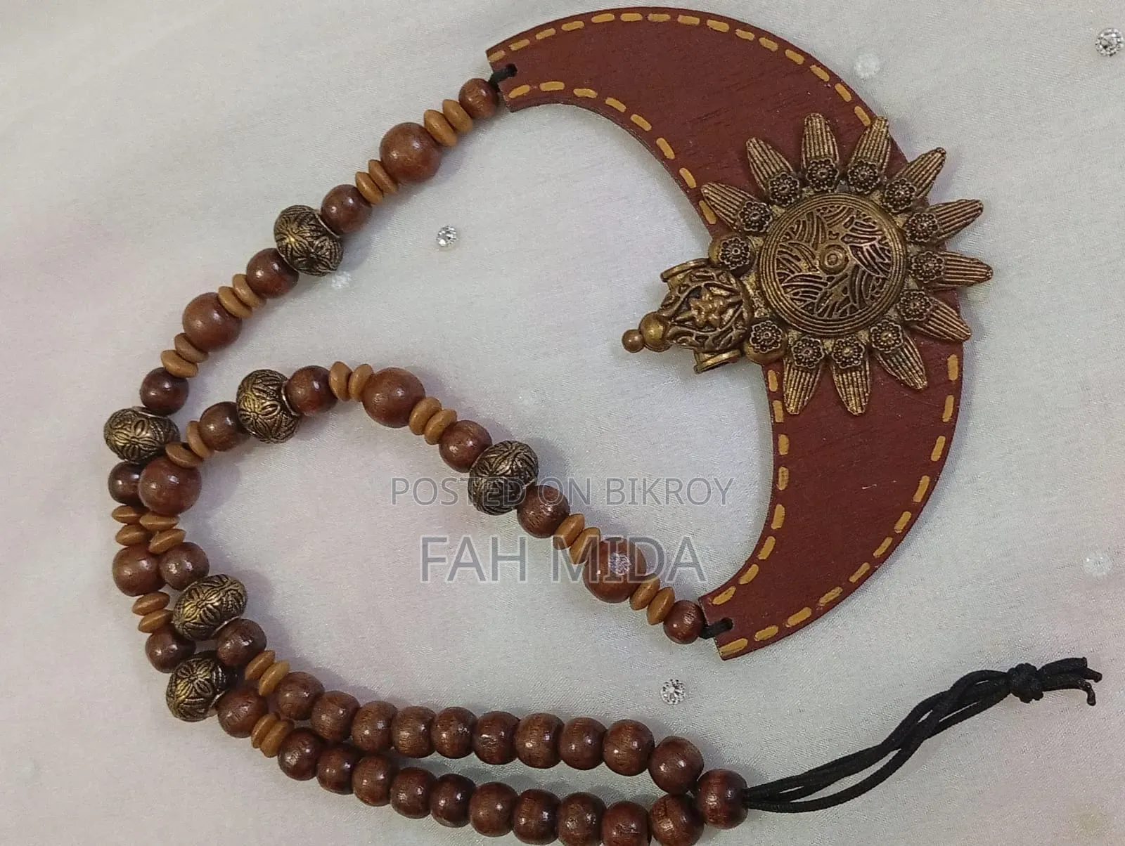 Handcrafted Wooden Statement Necklace | Perfect for Bangali Look