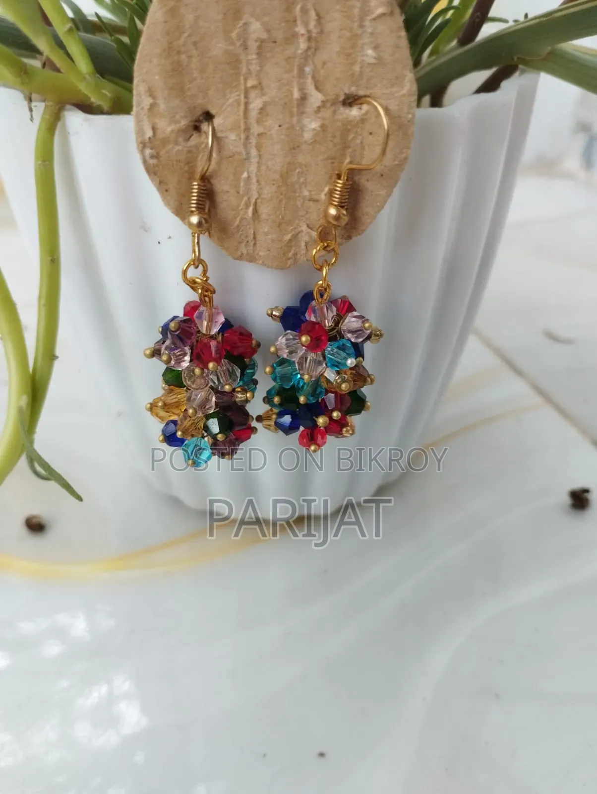 Rainbow Crystal Cluster Earrings