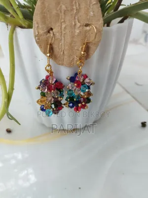 Rainbow Crystal Cluster Earrings