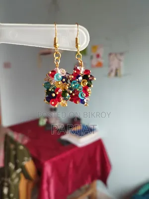 Rainbow Crystal Cluster Earrings