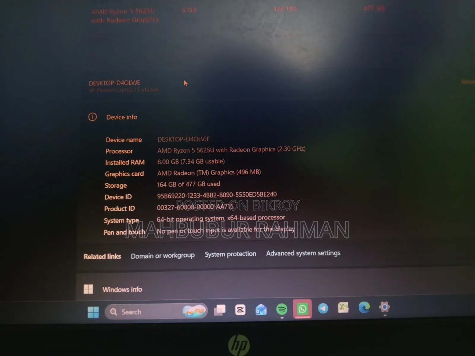 Laptop HP Pavilion 15 8GB AMD Ryzen 5 SSD 512GB