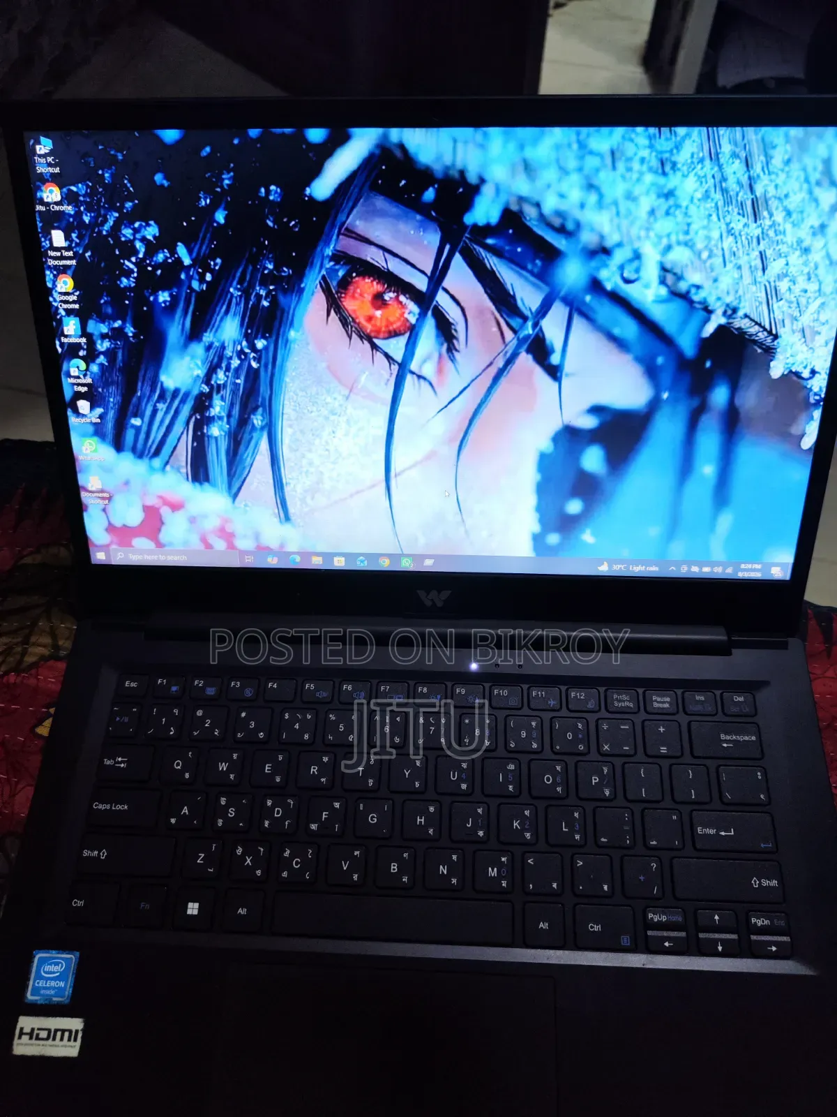 ল্যাপটপ ৮জিবি ইন্টেল সেলেরন এসএসডি ২৫৬জিবি