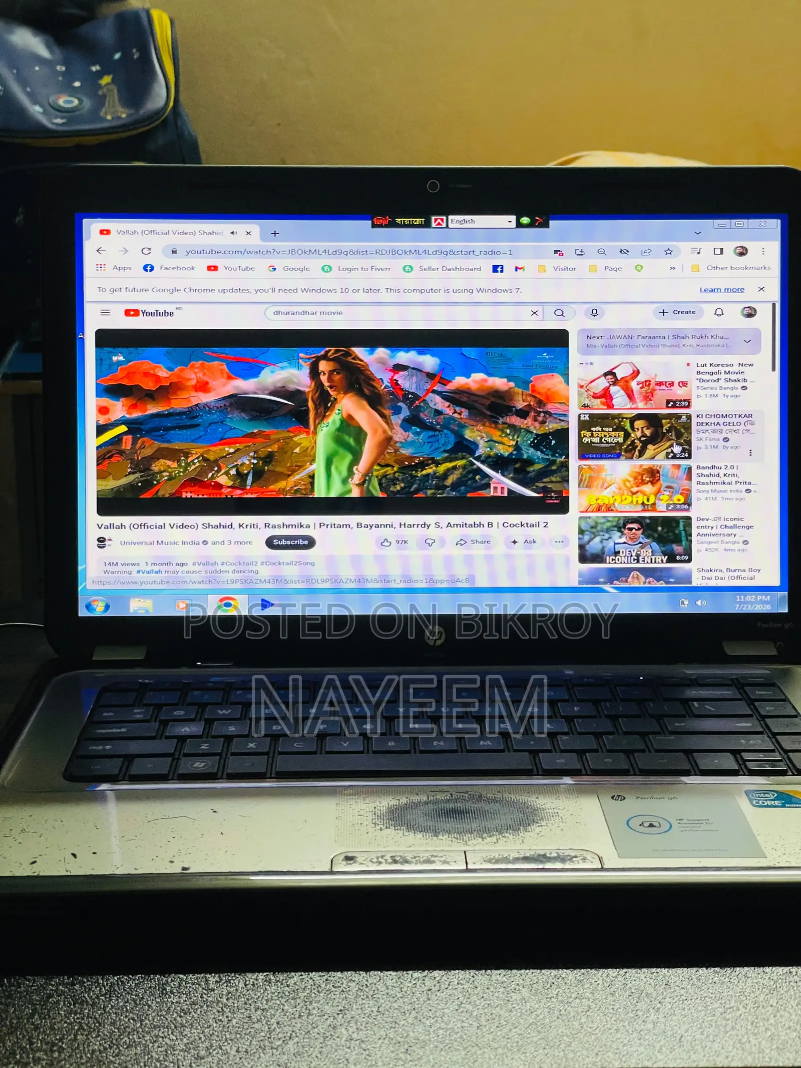 Laptop HP 4GB Intel Core I3 SSD 256GB