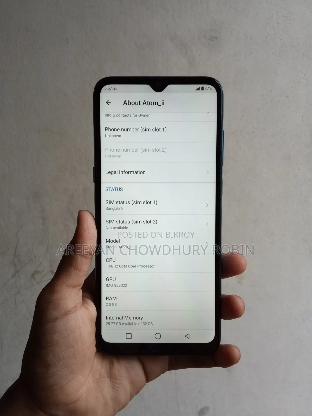সিম্ফনি অ্যাটম ২ ৩২ জিবি ব্লু