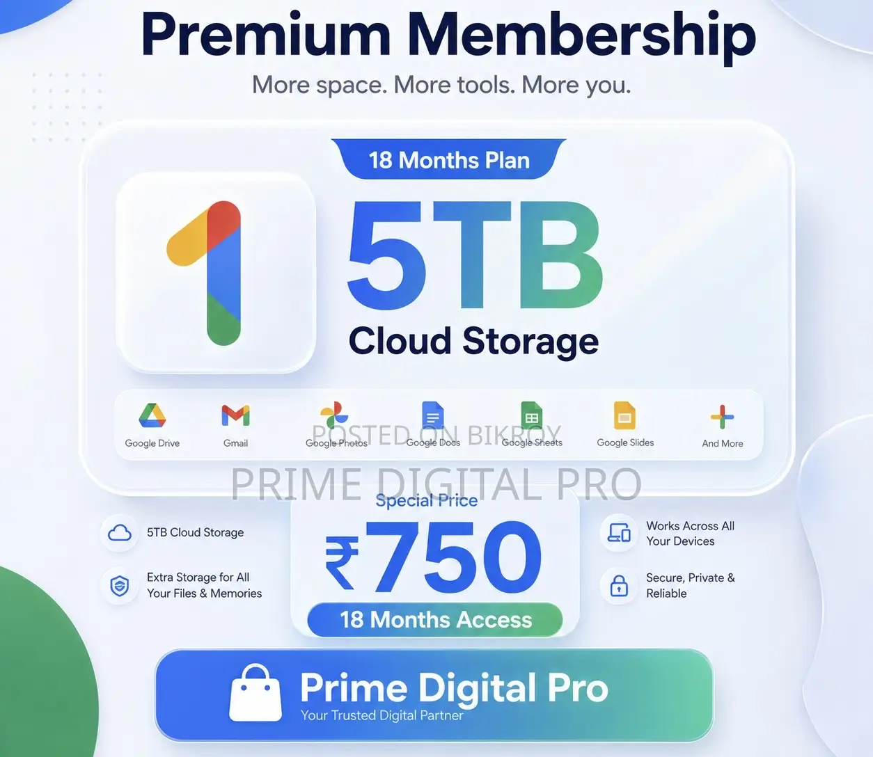 Google One Subscription 1.5 Year With 5TB STORAGE