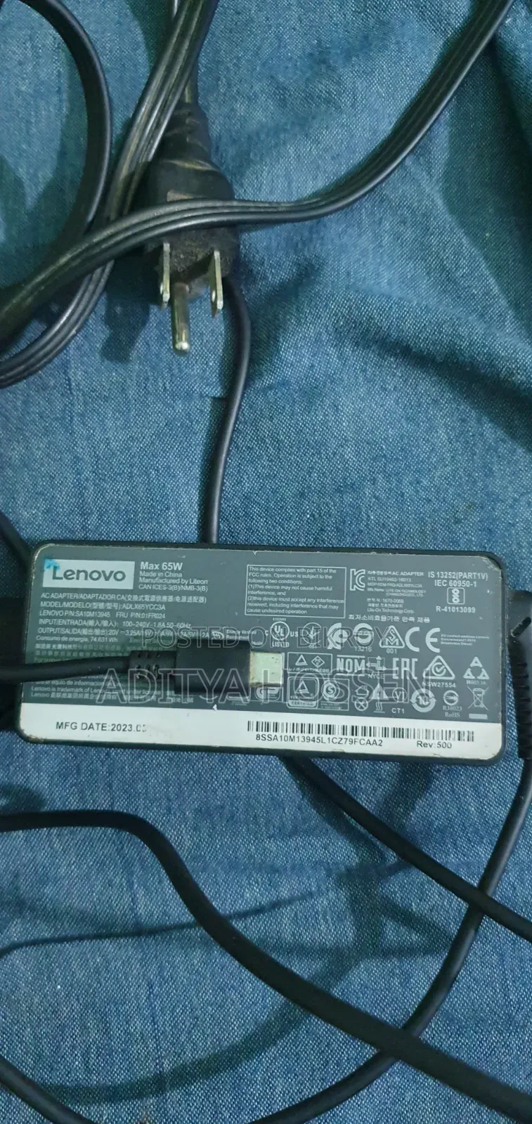 Lenovo Laptop Charger 65W Type-C